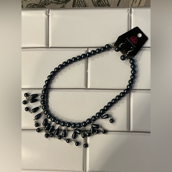 Paparazzi | Slate Blue Beaded Necklace with Fringe Design & Earrings - Picture 11 of 15